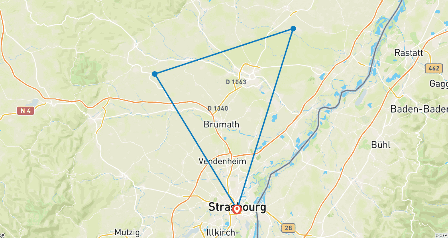 Mapa do percurso de Natal na Alsácia e espetáculo no Palácio Real (porto a porto) - MODIGLIANI