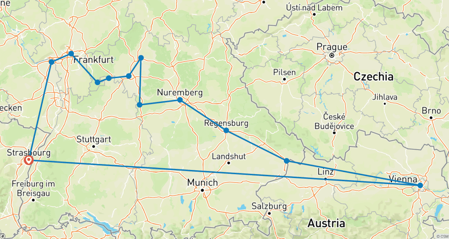 Mapa trasy: Rejs przez Serce Europy: od Renu do Dunaju