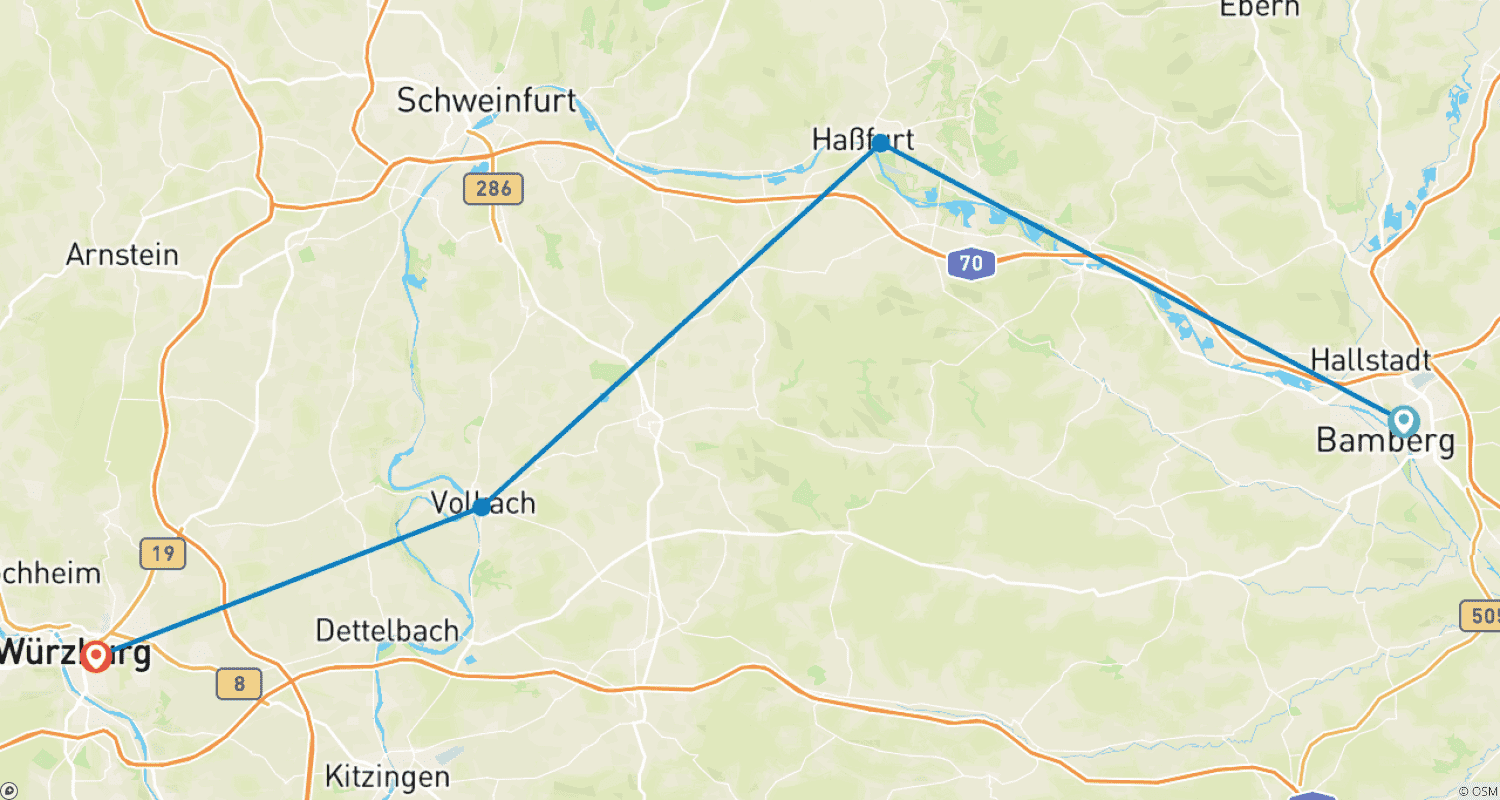 Mapa do percurso de Main river biketour | Bamberg to Würzburg