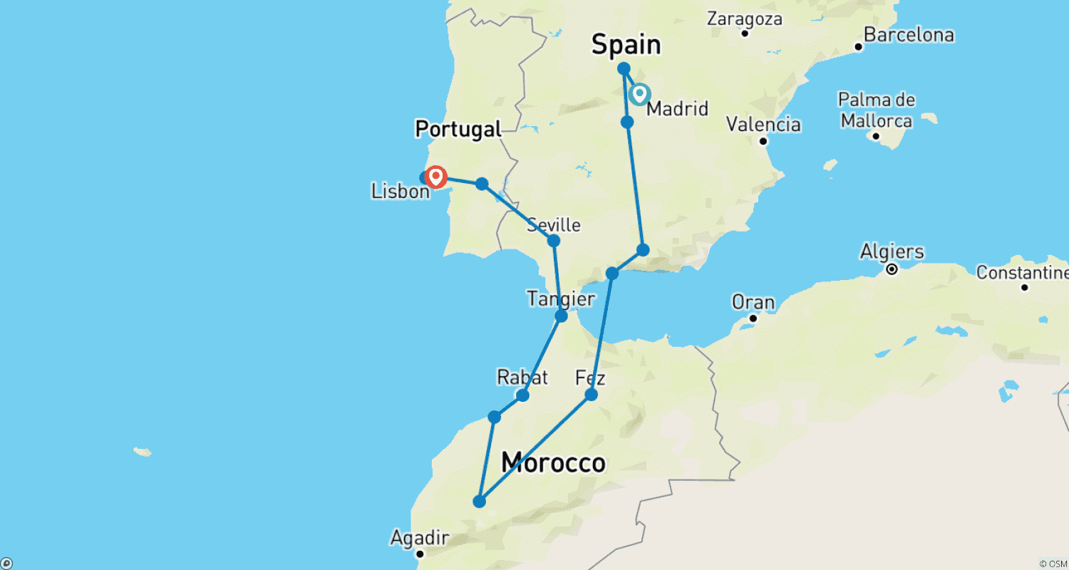 خريطة مسار Spain, Morocco and Portugal (End End Lisbon)