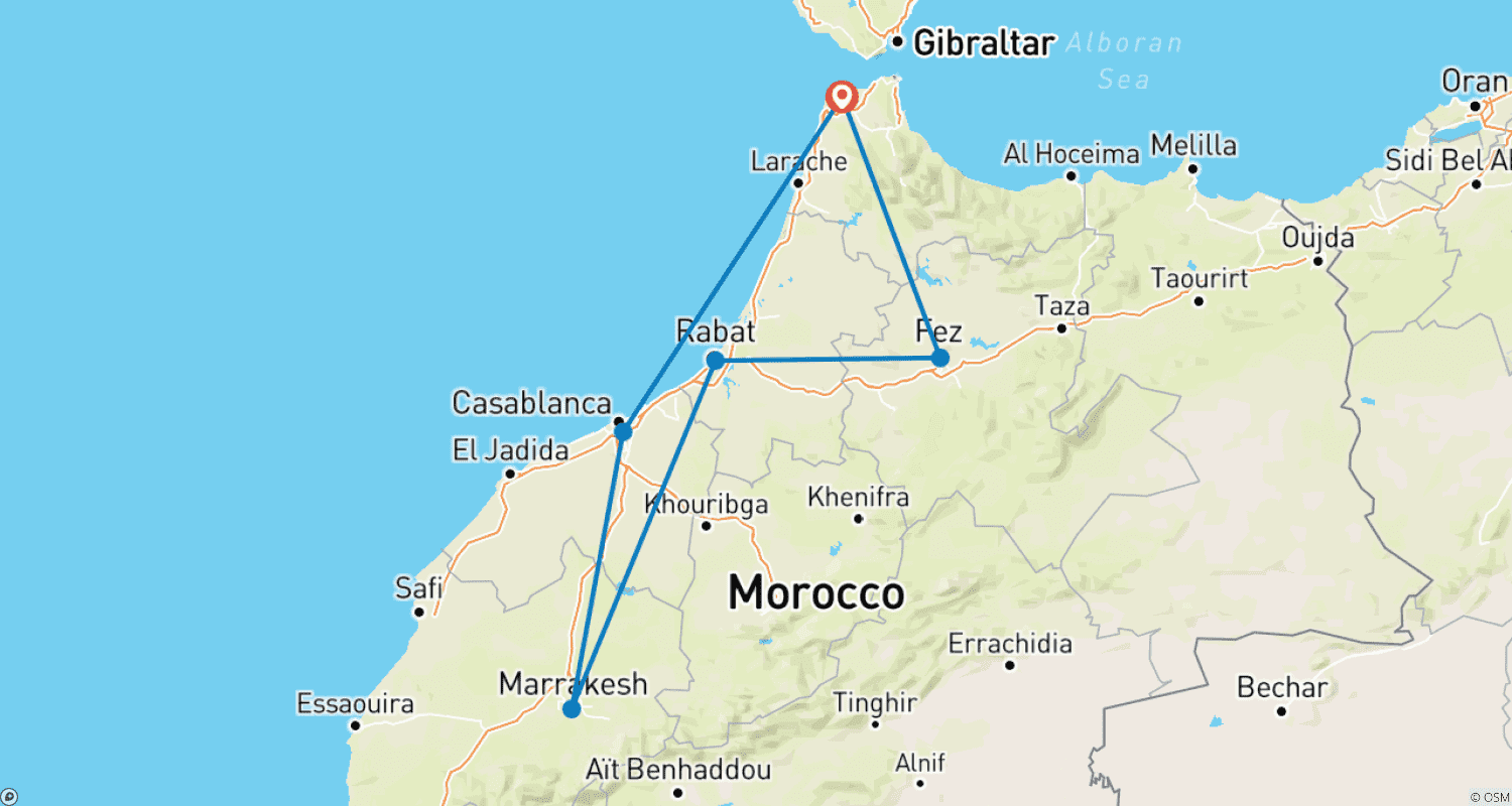 Mapa trasy: Maroko: Miasta Cesarskie