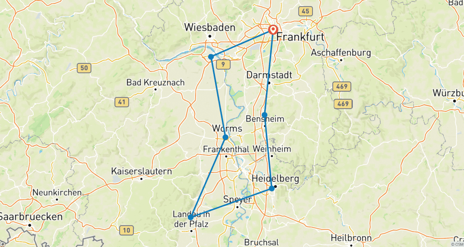 Mapa trasy: Idylliczny Palatynat | Niemcy | 6 dni