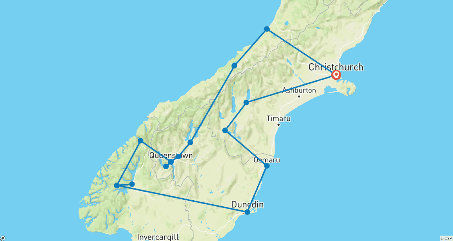 Mapa trasy: Południowe Wyróżnienie (Podstawowy, 2024/2025, Najlepsze Okazje, 9 Dni)