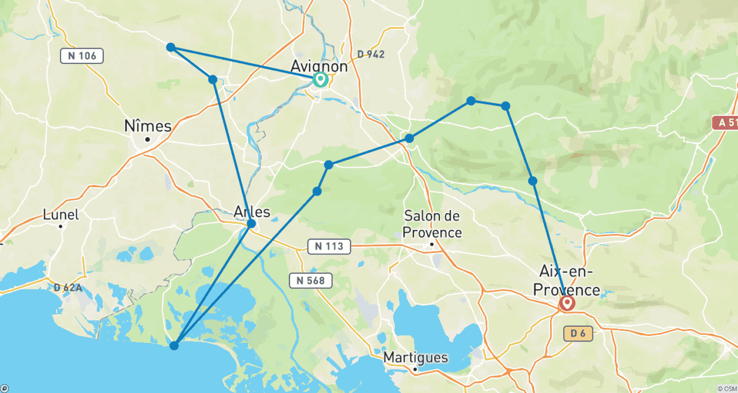 Mapa trasy: Prowansja | Francja | Wycieczka rowerowa z przewodnikiem | zaplanowane wyjazdy