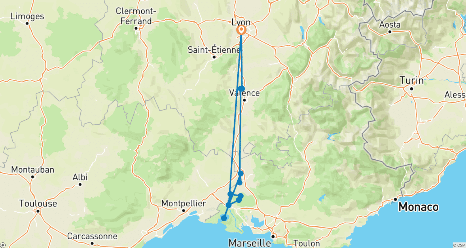 خريطة مسار France | Rhône River Biketour | Procence Bike & Boat