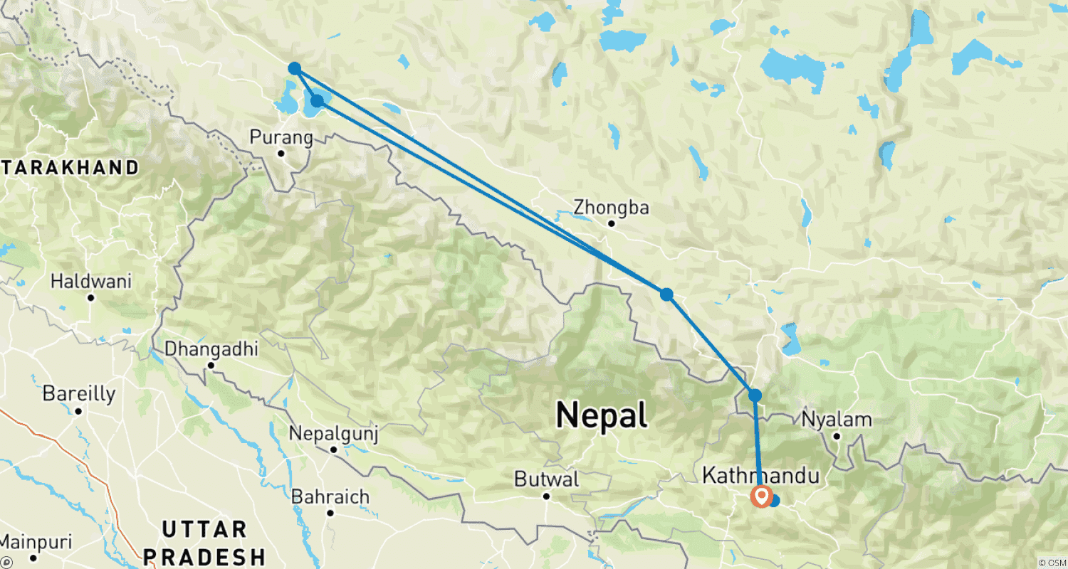 خريطة مسار Luxury Kailash Mansarovar Yatra