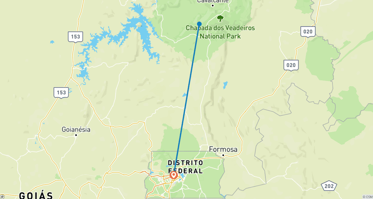 Mapa trasy: 4-Day Chapada dos Veadeiros