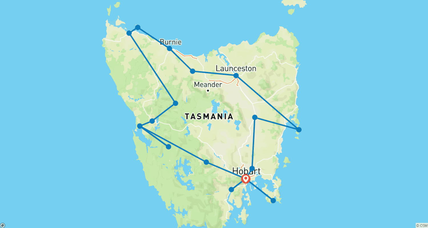 خريطة مسار Ultimate Tasmania