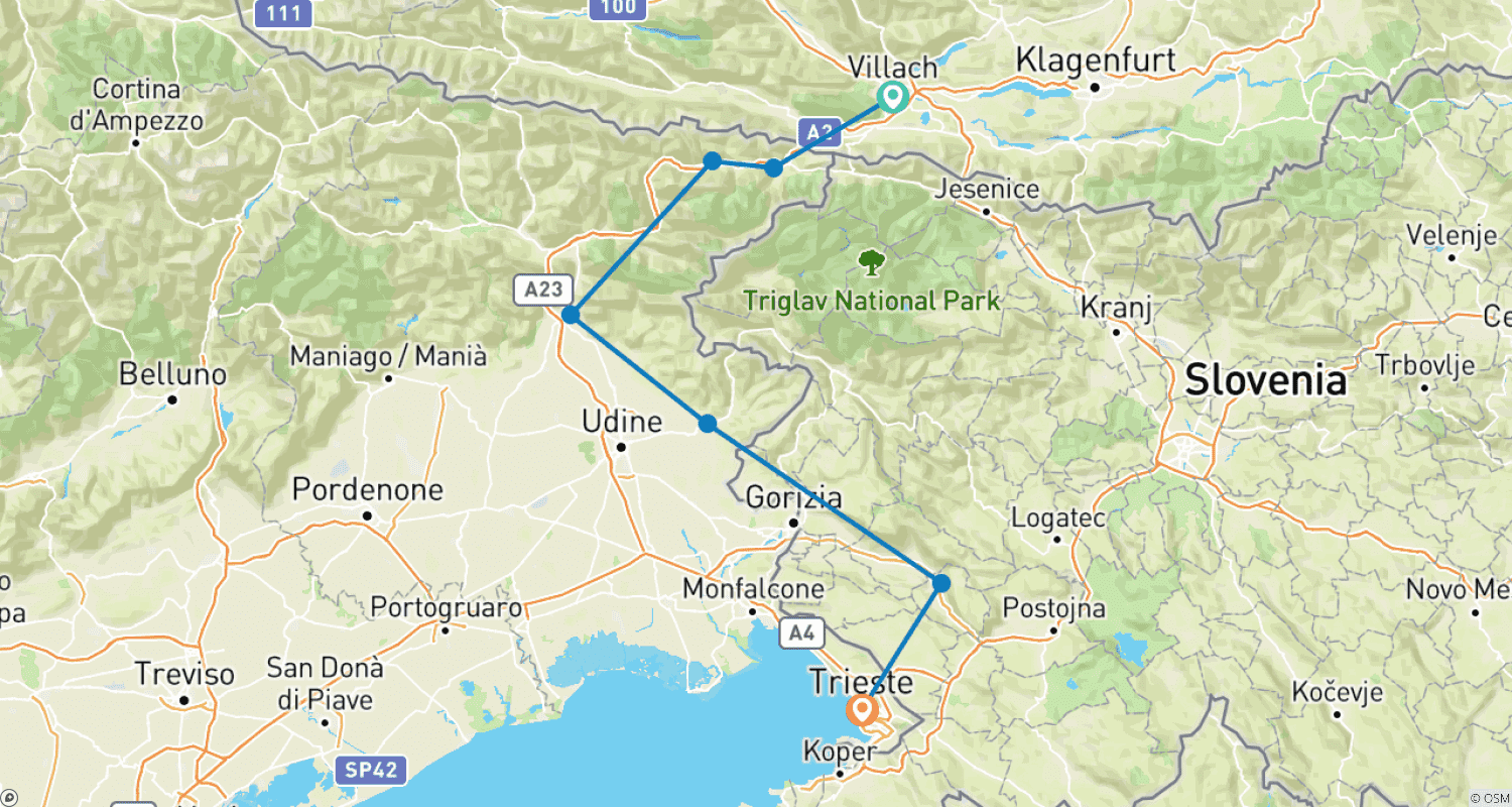 By gravel bike along the Alpe-Adria cycle path: Villach - Trieste (6 days)