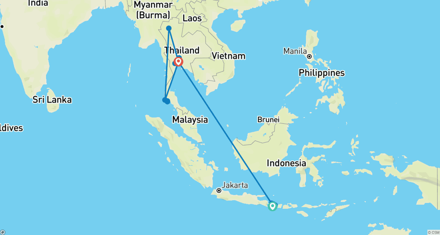 Mapa trasy: Bali & Thailand Discovery