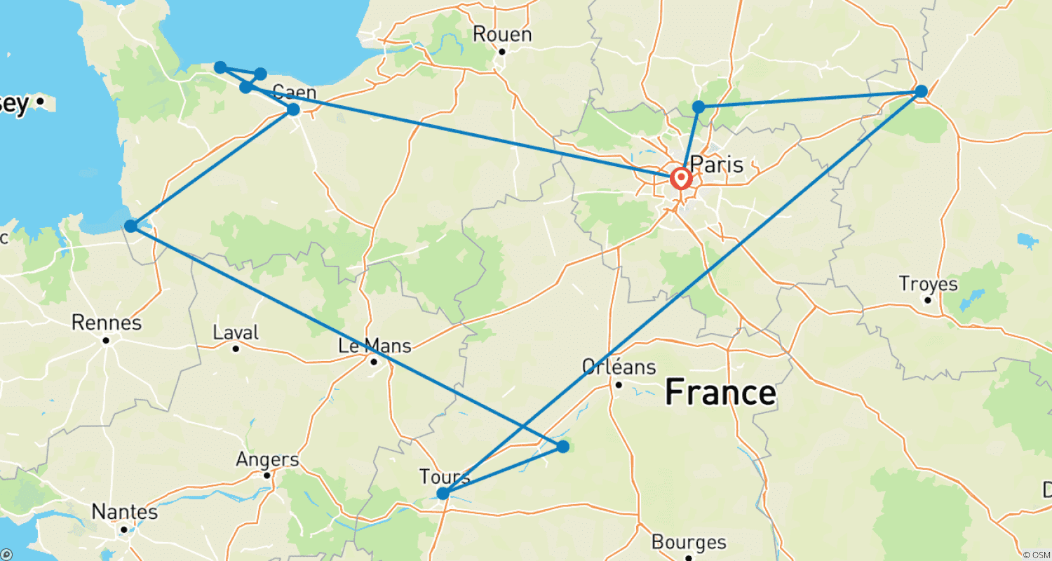 Mapa trasy: Francja w tydzień