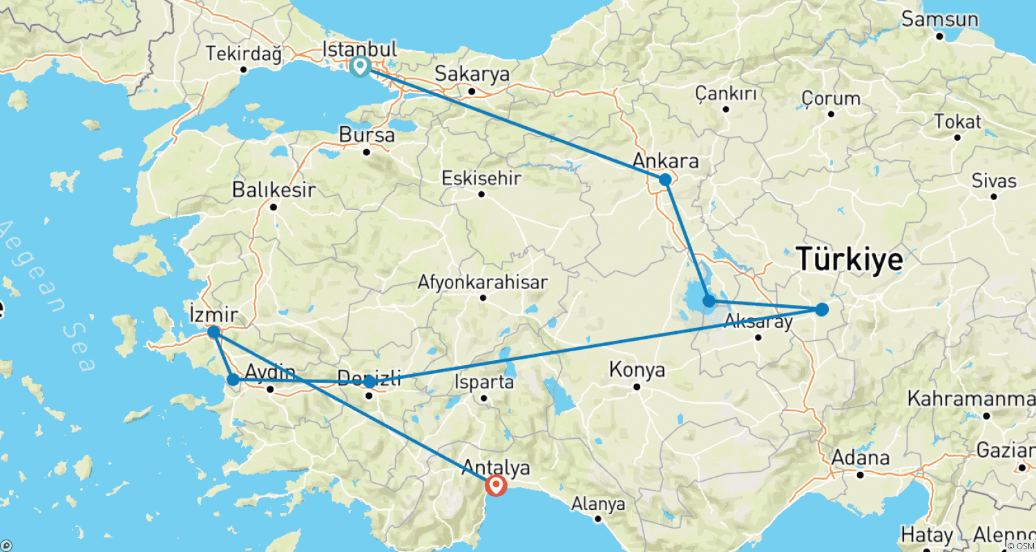 Magical Türkiye with Antalya (Serie Classic)のルートマップ