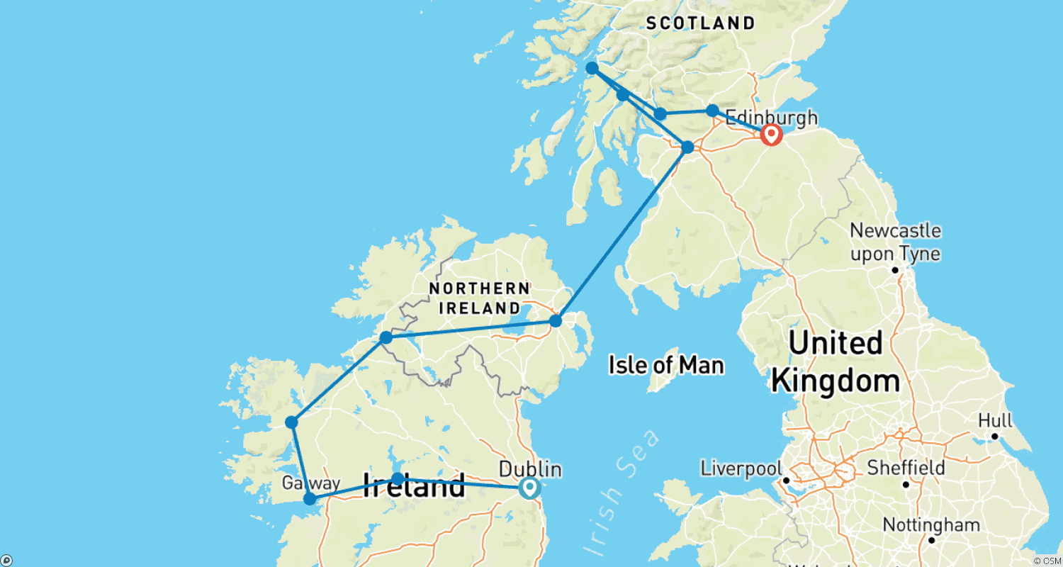 Mapa trasy: Smak Irlandii i Szkocji