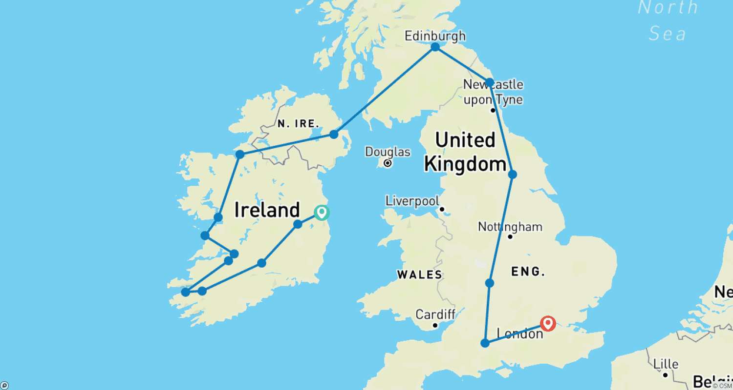 Mapa trasy: Od Liffey do Tamizy