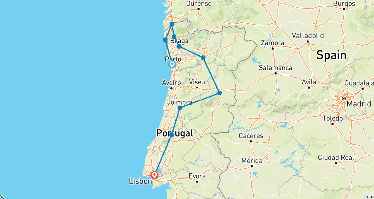 Mapa trasy: Portugalia jak z obrazka