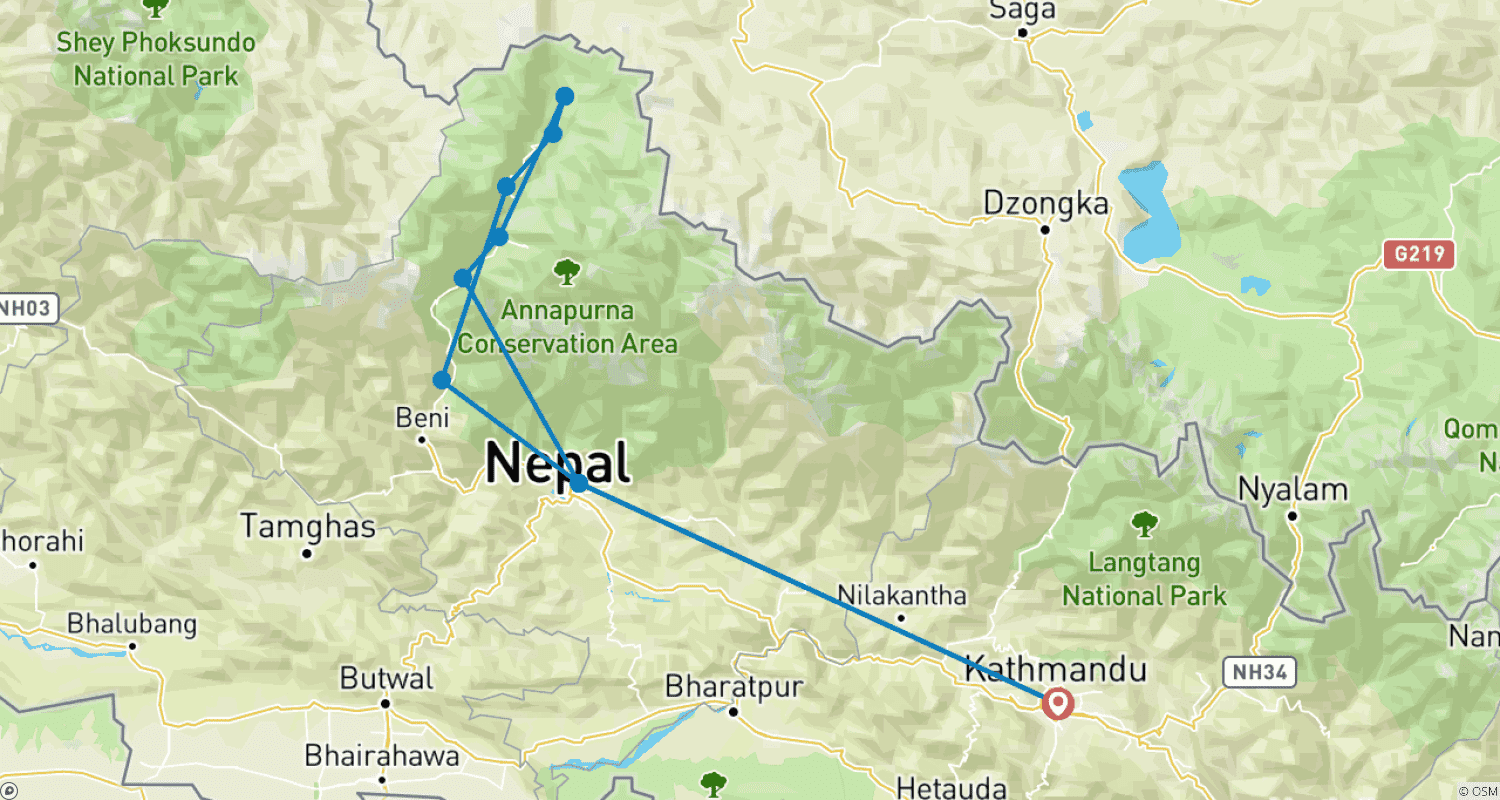 Mapa trasy: Wycieczka po Górnym Mustangu jeepem