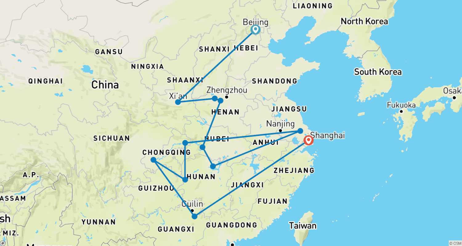 Mapa do percurso de Highlights of China (private tour)