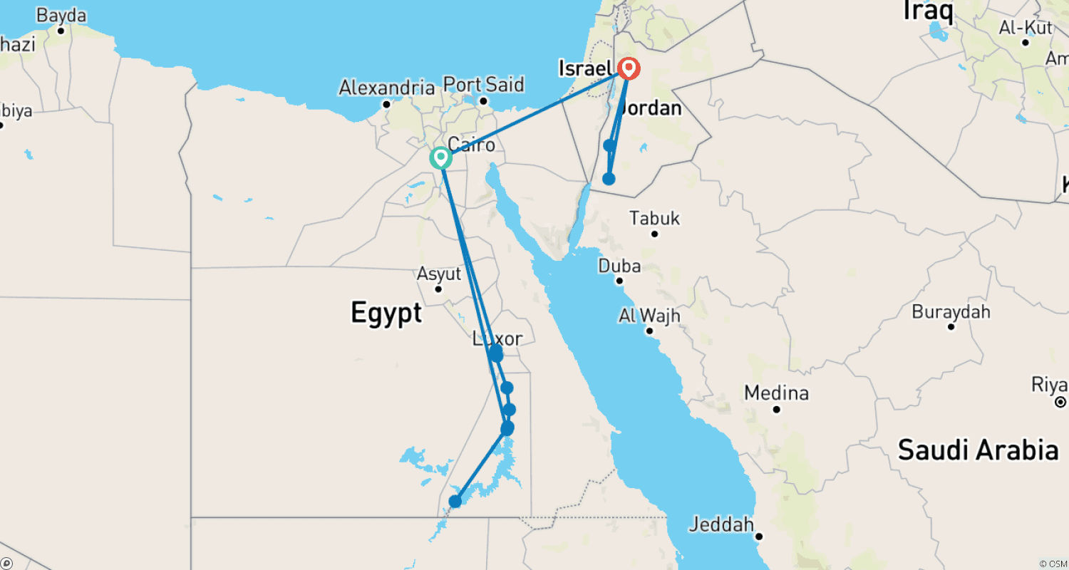 خريطة مسار سافر عبر العصور القديمة - من البتراء إلى الأهرامات