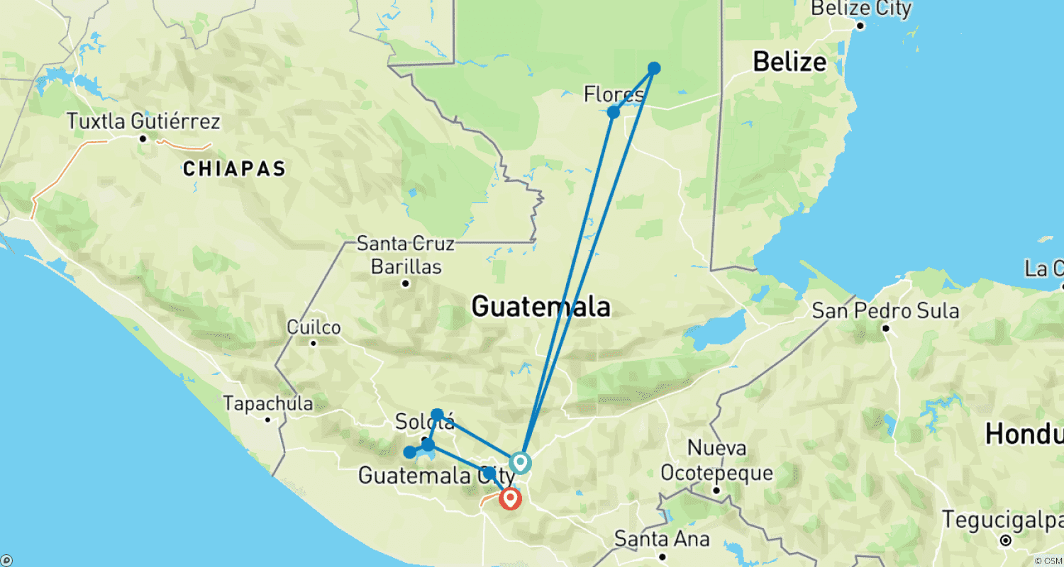 Mapa trasy: Gwatemala w 8 dni: Niezapomniana przygoda