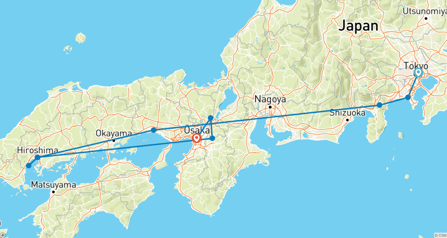 Mapa trasy: Najlepsze z Japonii
