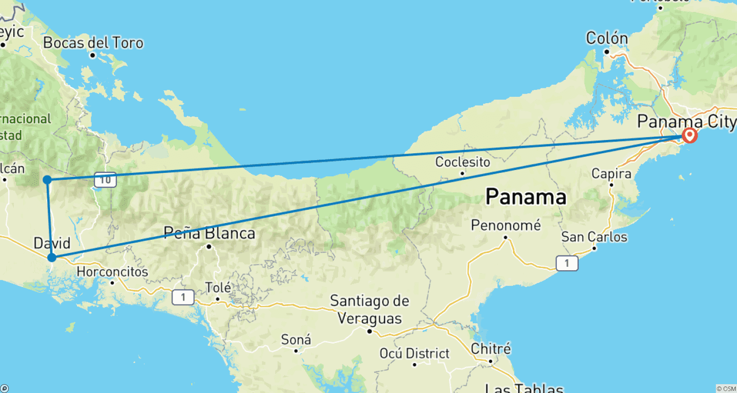 Mapa do percurso de Panama's Best: The Canal, Coffee, and Cloud Forest Escape