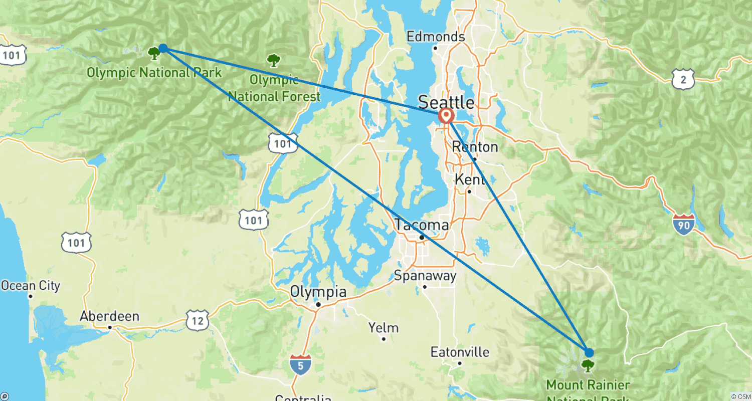Mapa trasy: Washington Olympic and Cascades Adventure