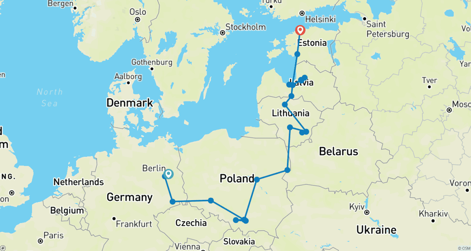 Best Northern Europe Journey - 17 Daysのルートマップ