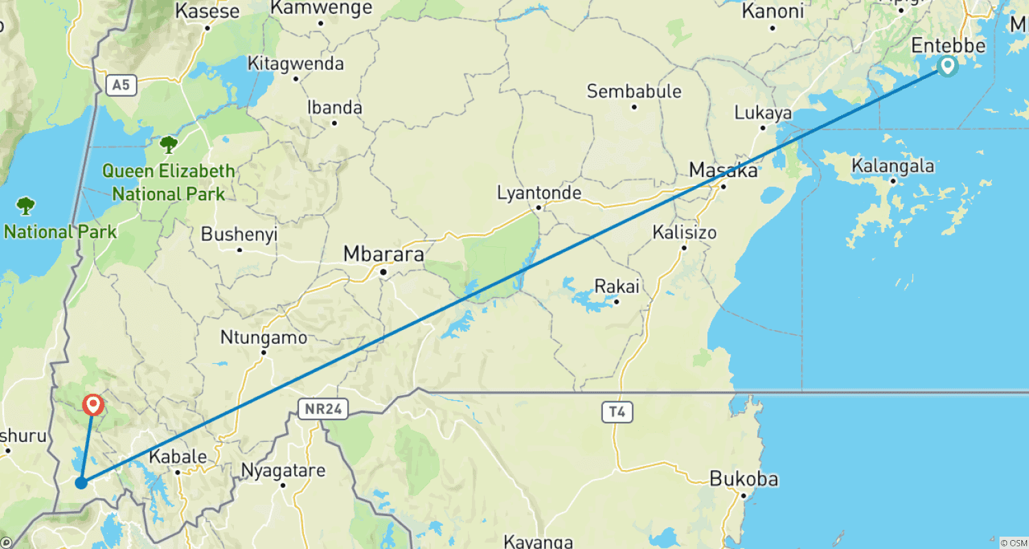 Mapa trasy: Ultimate Gorilla Trekking Uganda