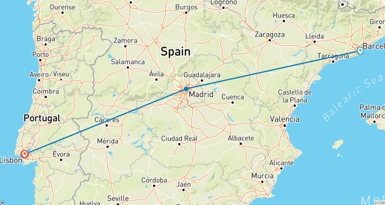 Best of Iberian Capitals Private Tourのルートマップ