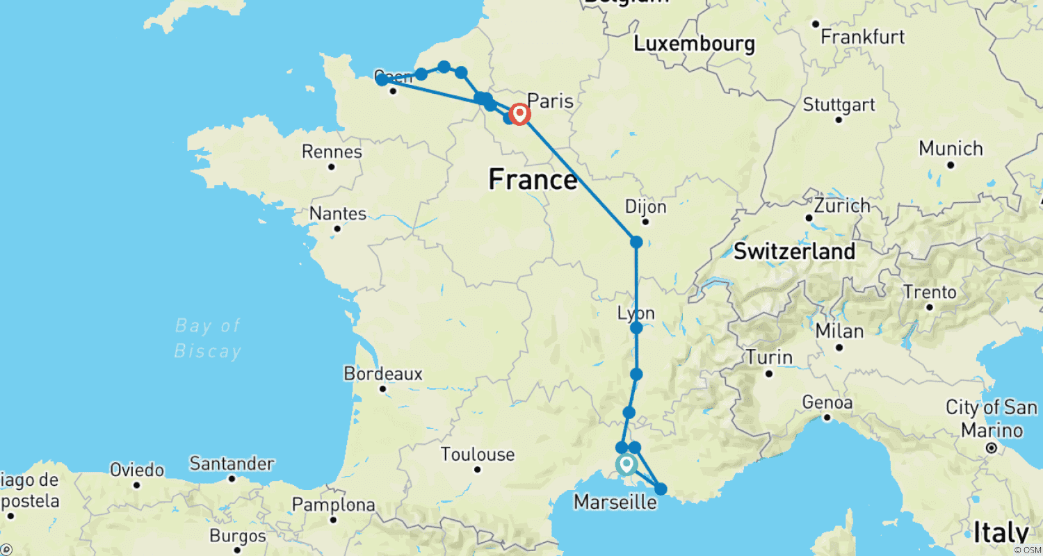 Mapa trasy: Wielka Francja (2026) (Arles do Paryża, 2026)