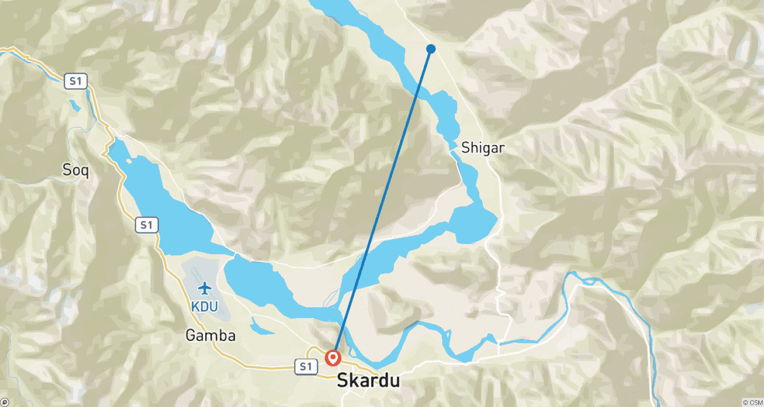 Mapa do percurso de 3 Days Skardu Valley Tour