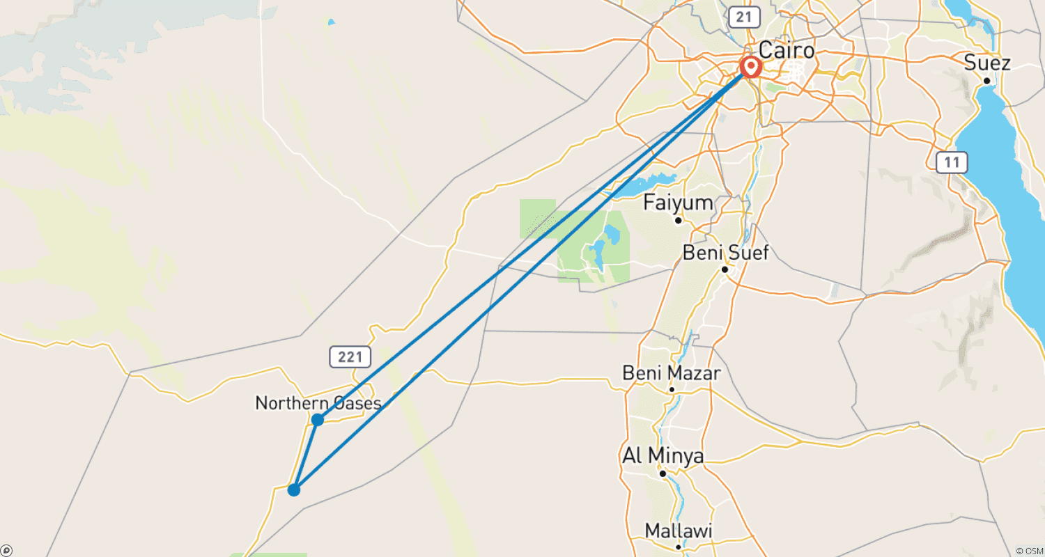 Mapa do percurso de 2 Dias de Acampamento no Deserto Preto e Branco com Observação de Estrelas