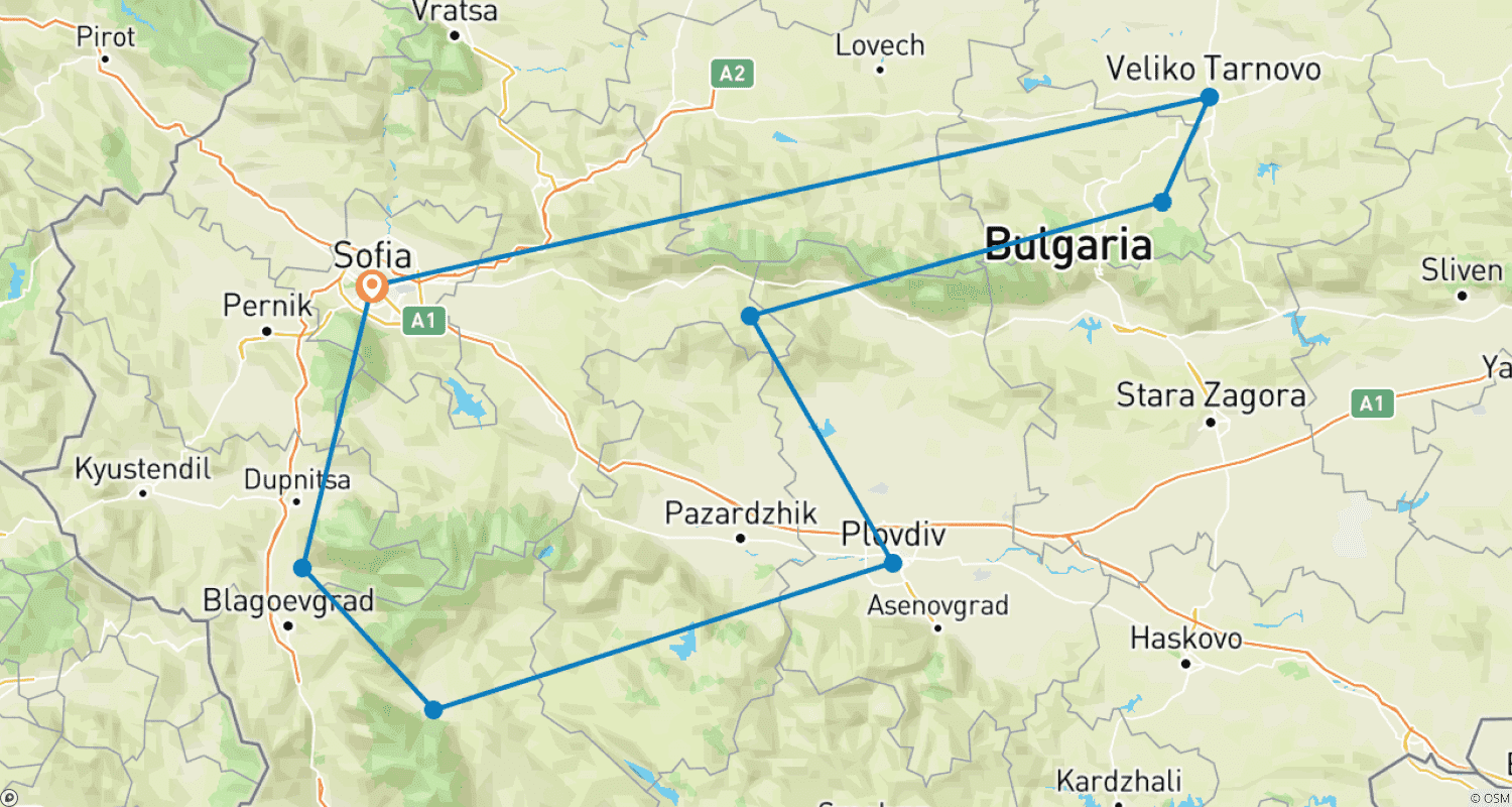 Mapa do percurso de Timeless Treasures by Train: Journey Through Bulgaria’s Heritage and Harmony