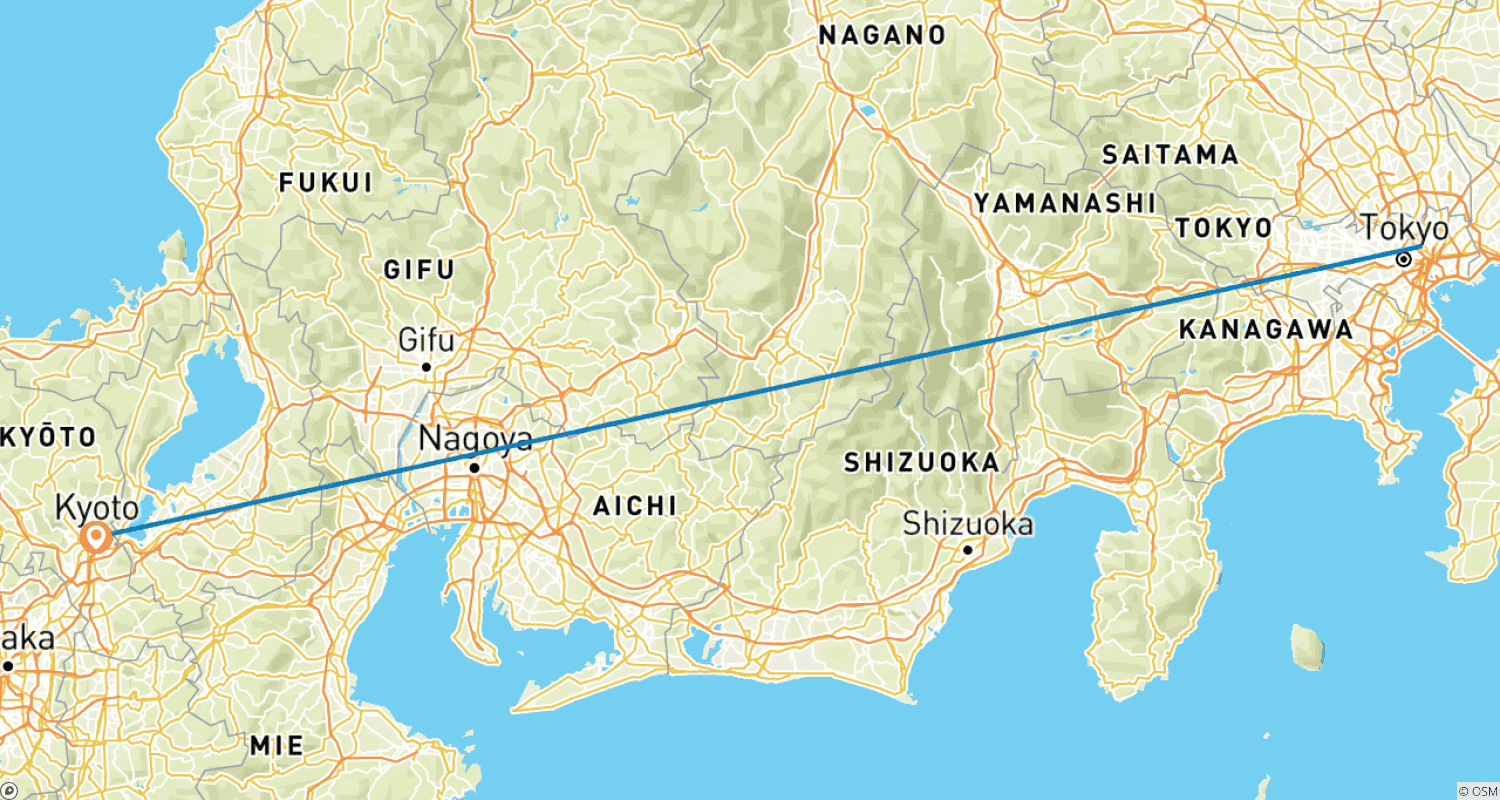 خريطة مسار Imperial Capitals of Japan Small Group Tour