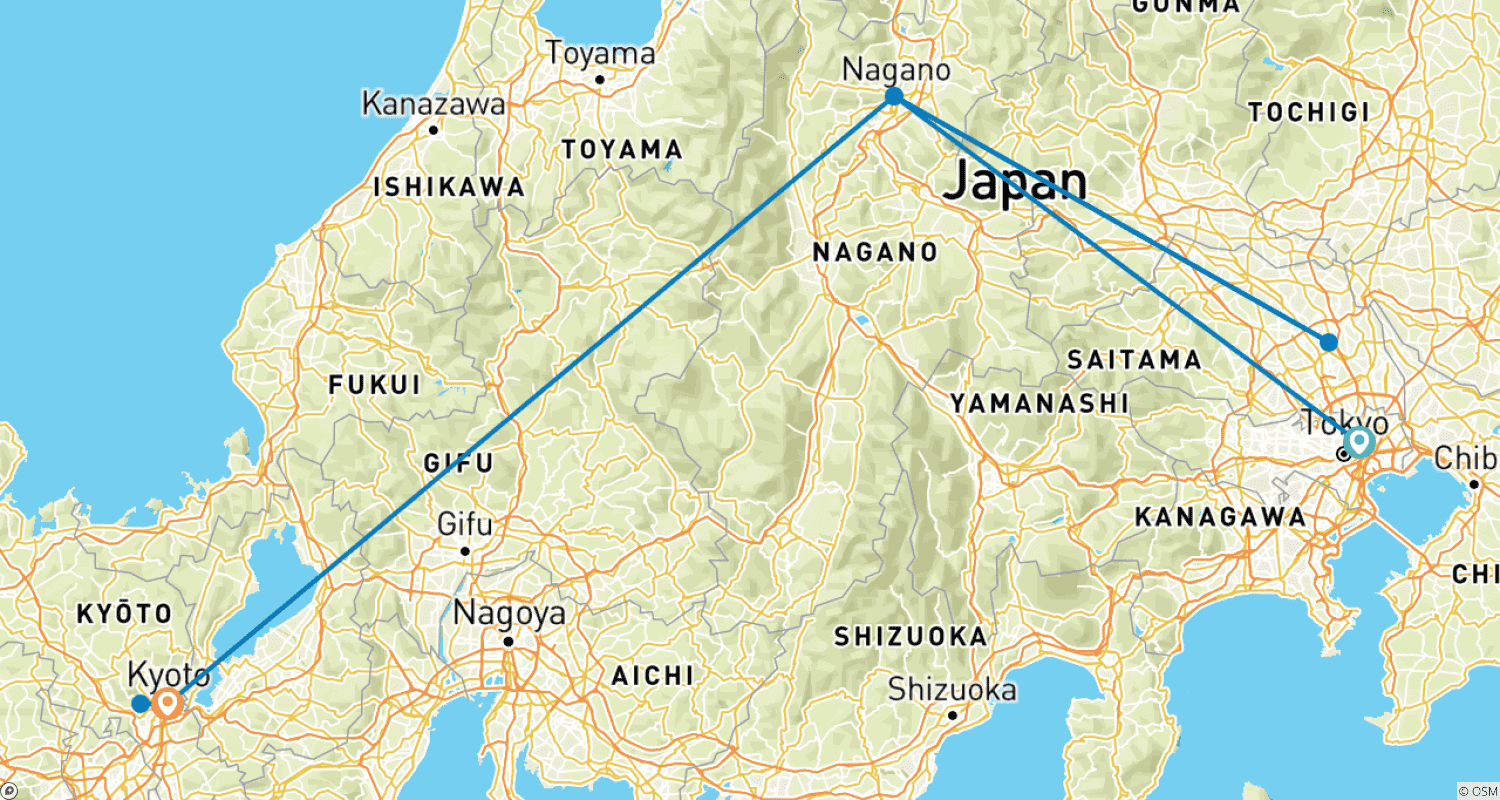 Mapa trasy: Japonia w pigułce - prywatna wycieczka