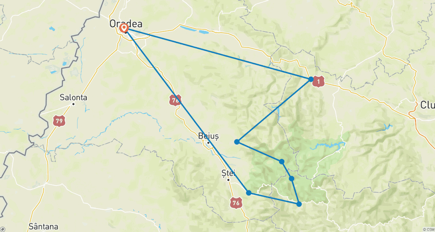 خريطة مسار Apuseni Mountains trekking tour