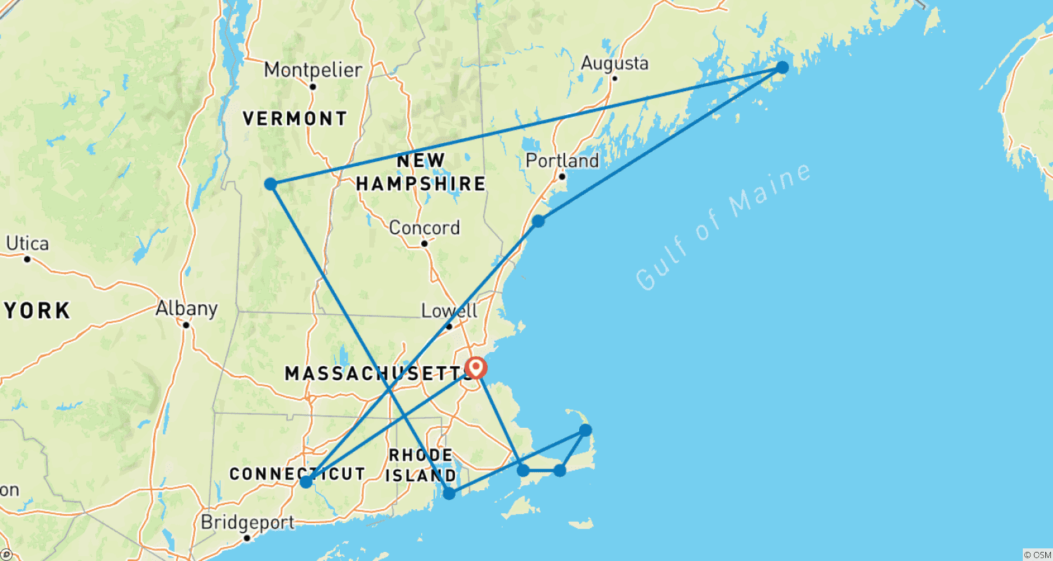 Mapa trasy: Classic New EngLand