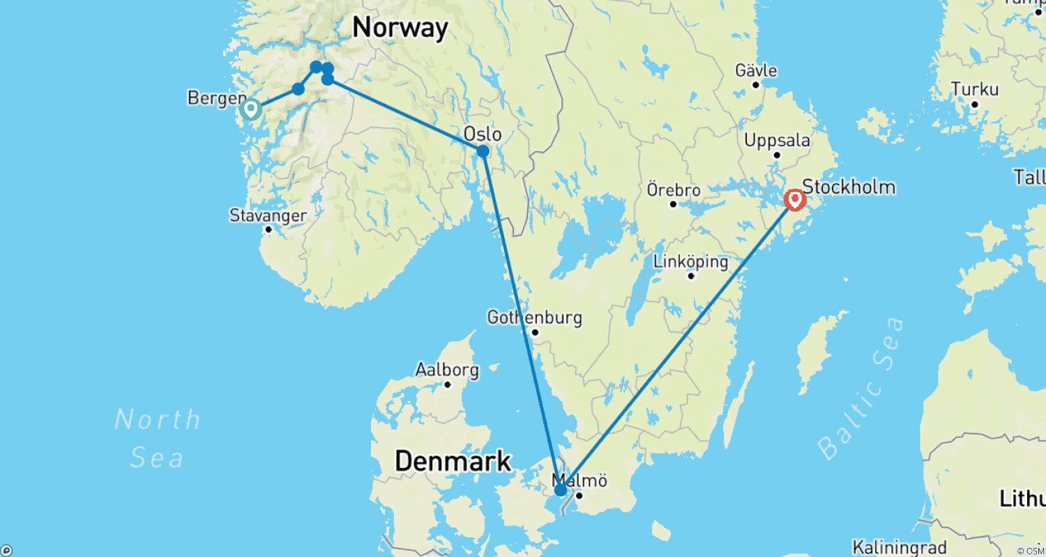 Mapa trasy: Discover Scandinavia