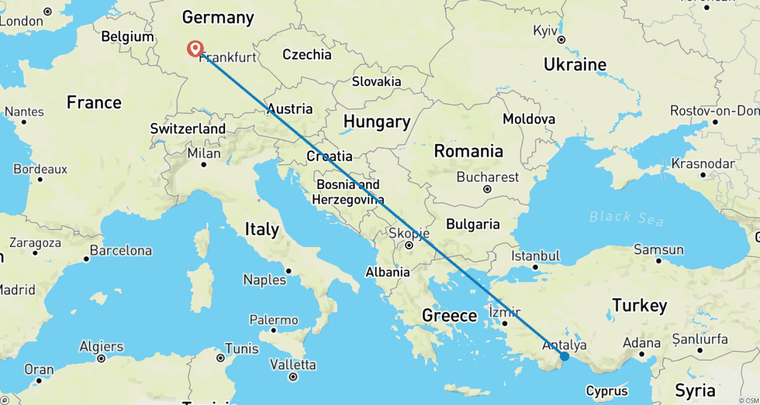 خريطة مسار 5 Day Antalya including Flight from/to Frankfurt Airport