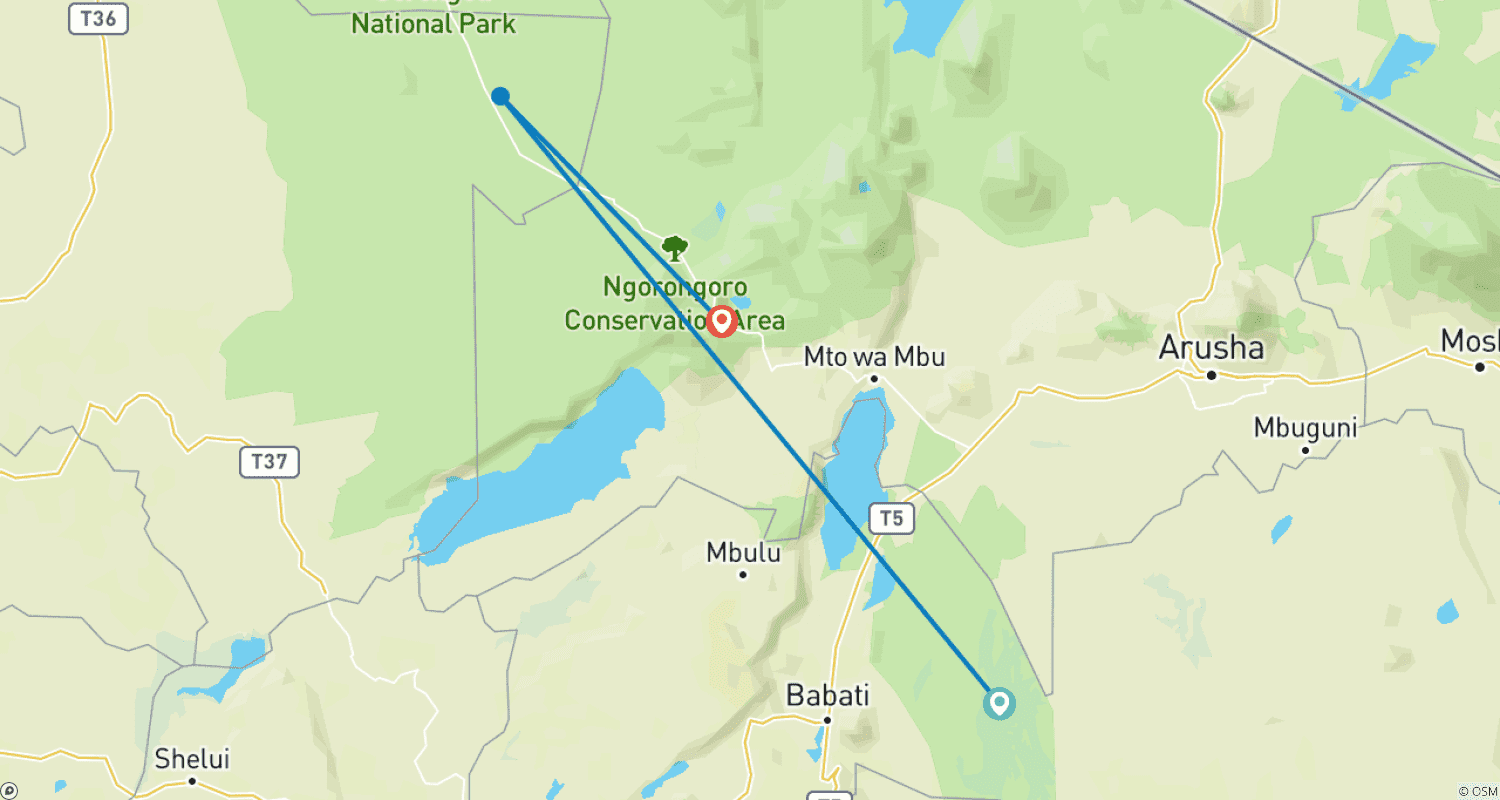 Mapa do percurso de 6 Day: Serengeti Wildebeest Migration Mara River crossing (July- October)