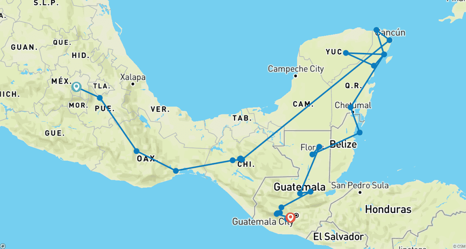 Mapa trasy: Epic Central America 28 days