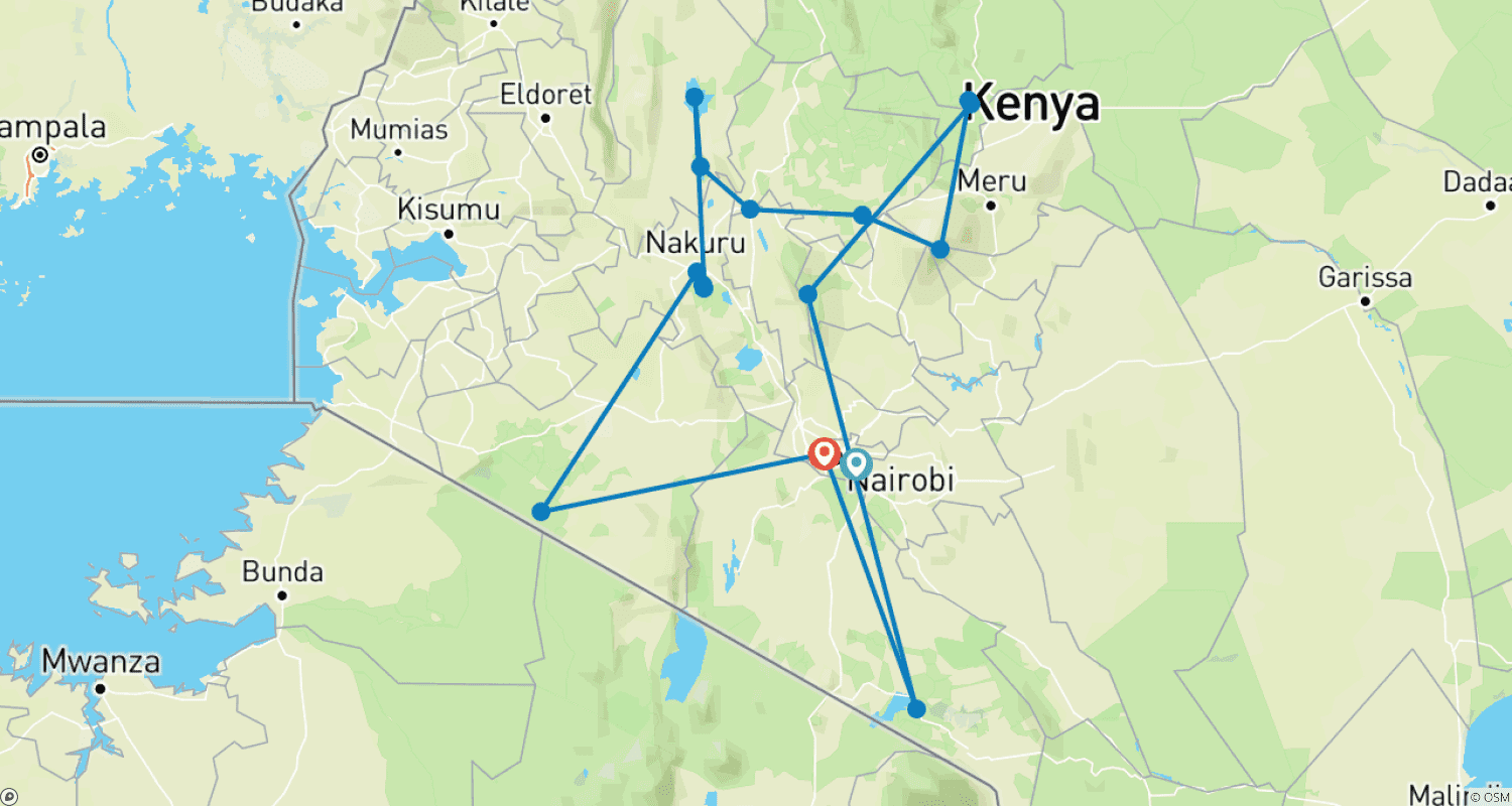Mapa trasy: Kenya’s Exclusive Wildlife Escape