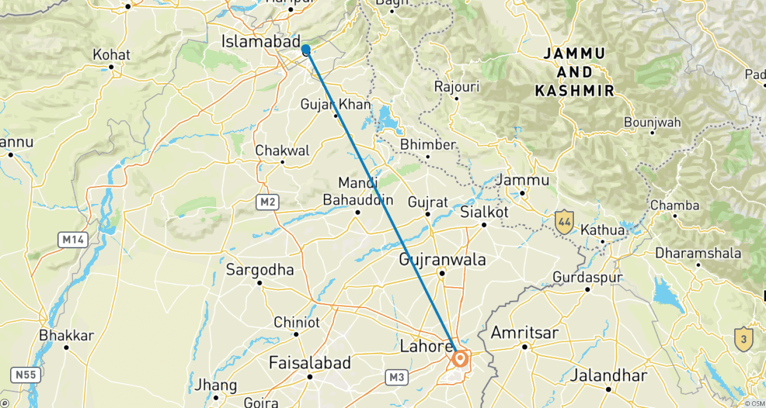 Mapa trasy: Premiumowa Pielgrzymka Sikhijska: Odkryj Kartarpur i Nankana Sahib w Pakistanie