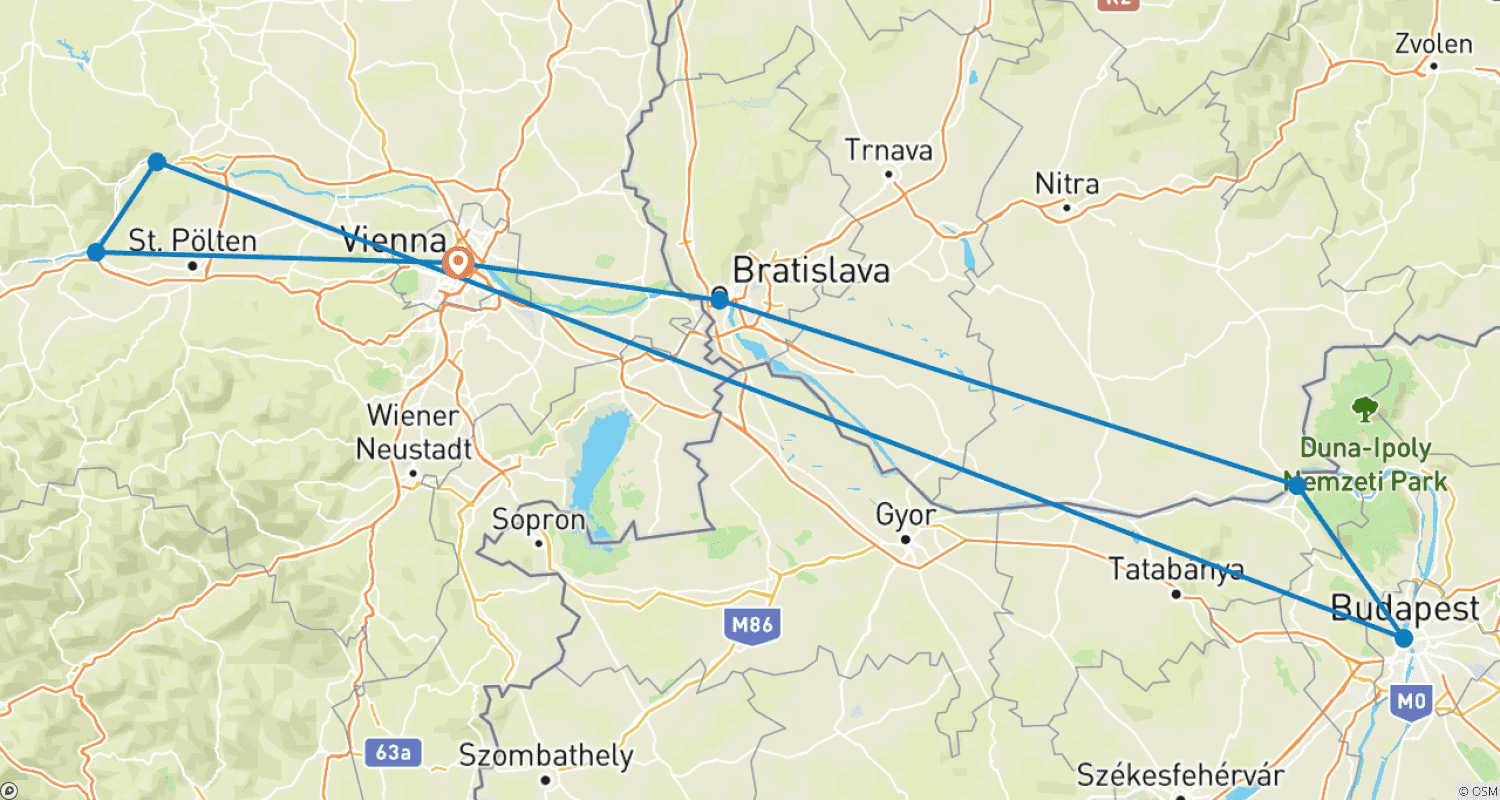Mapa trasy: New Year on the Danube MS Arena