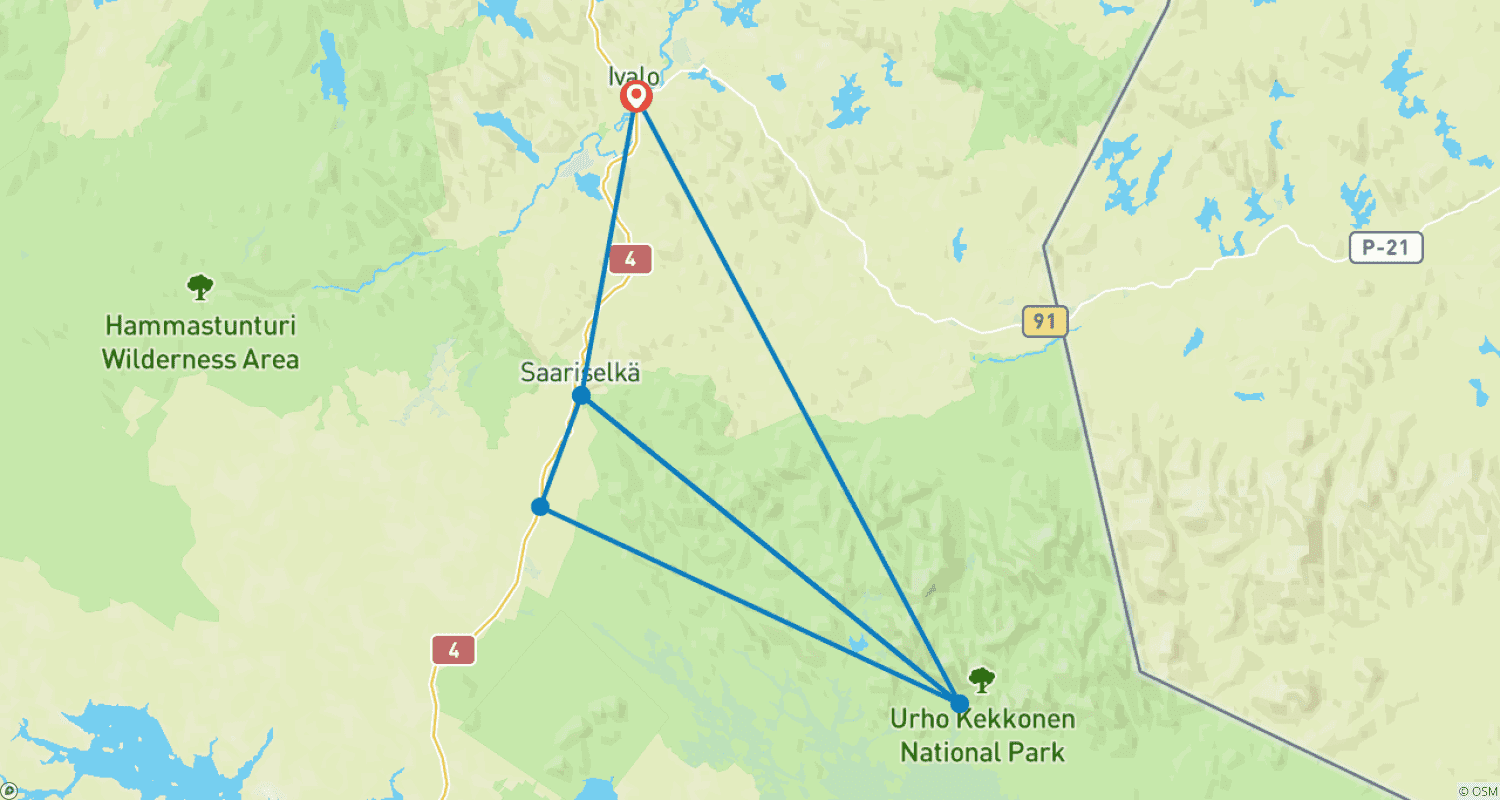 Mapa trasy: Fińskie Przygody w Naturze