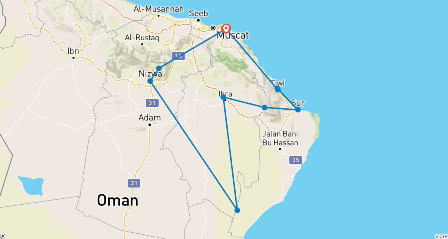 Contrasting Omanのルートマップ