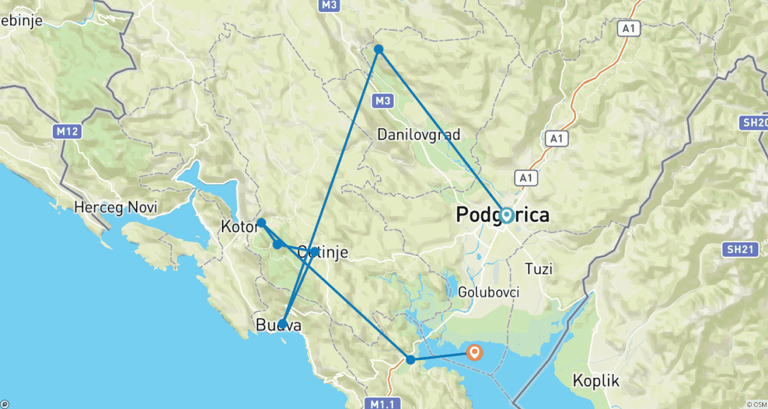 Mapa do percurso de Podgorica City Break - 5 days in the capital!