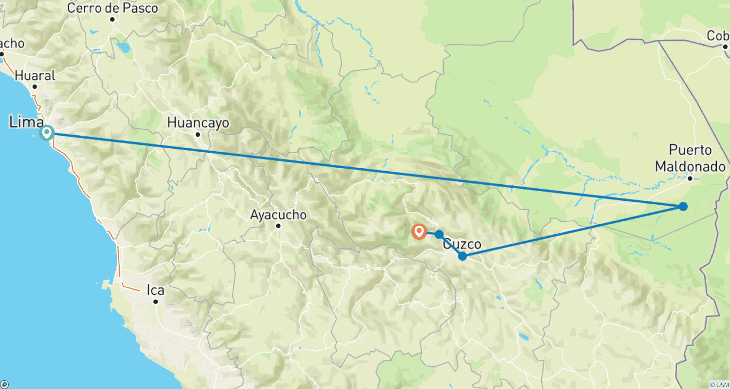Mapa trasy: Peru Essentials 10 days