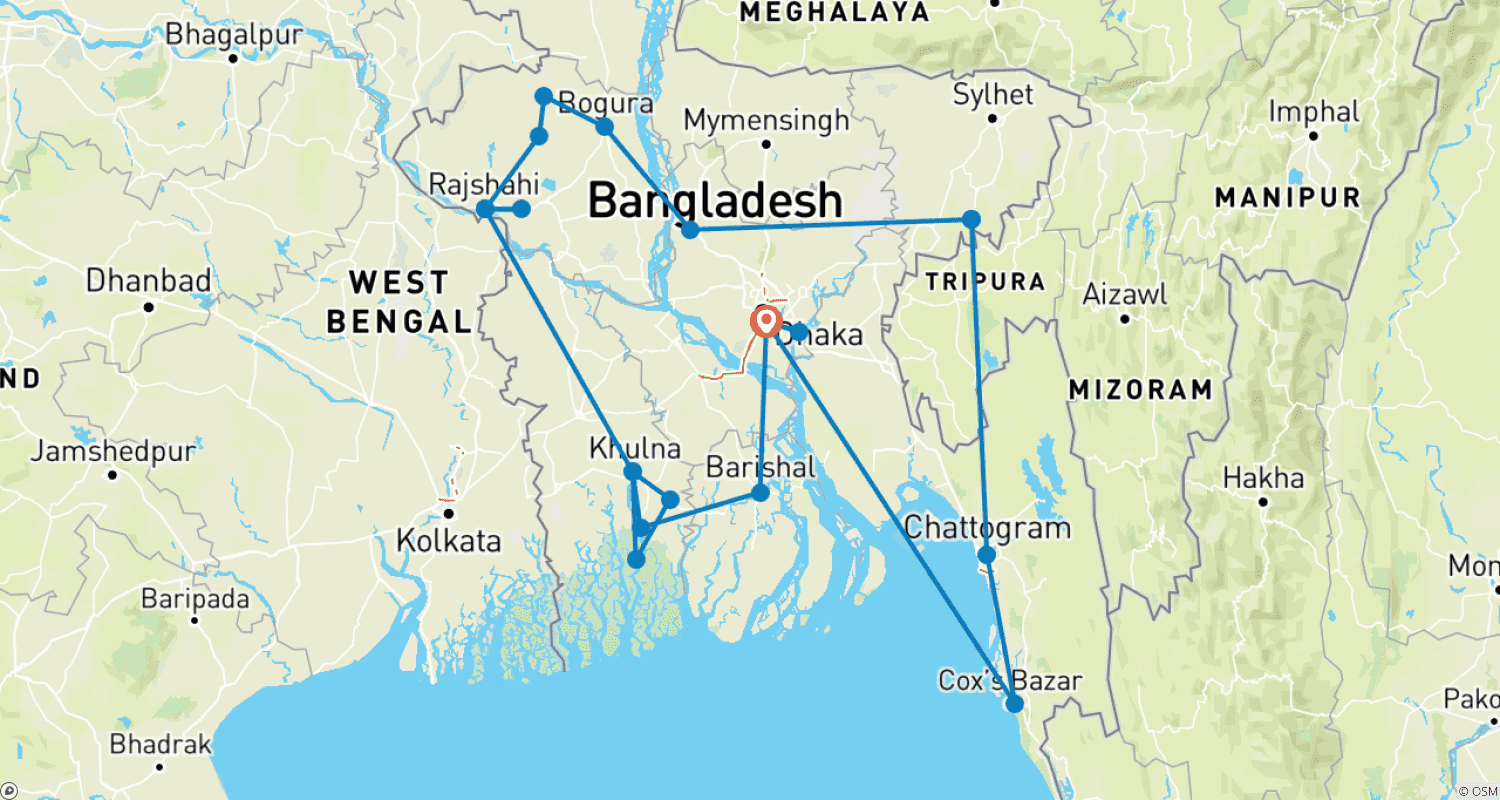 Mapa do percurso de Destaques de Bangladesh: Explore o Melhor de Bangladesh
