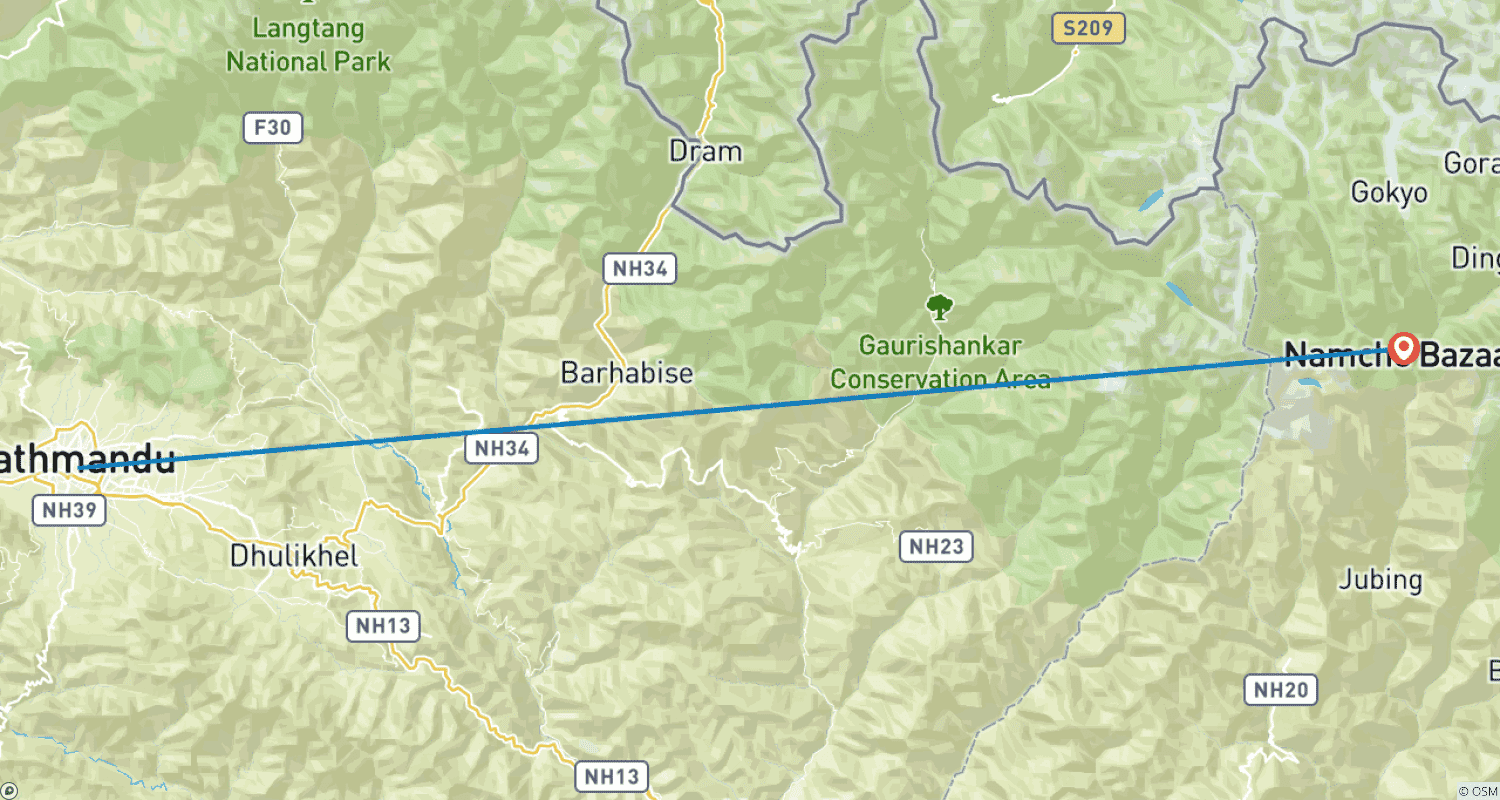 Mapa trasy: Trekking do Namche Bazaar i wycieczka helikopterem